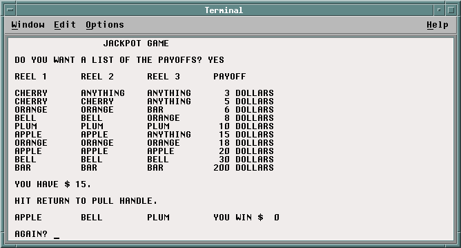 Jackpot in FORTRAN 77