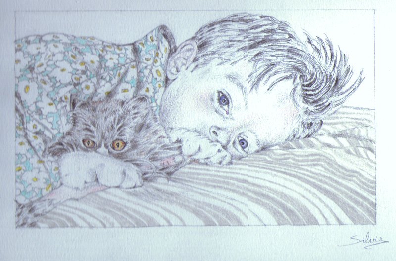 Child with cat