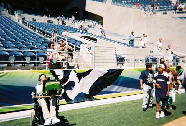 Me in front of an another Seahawks logo