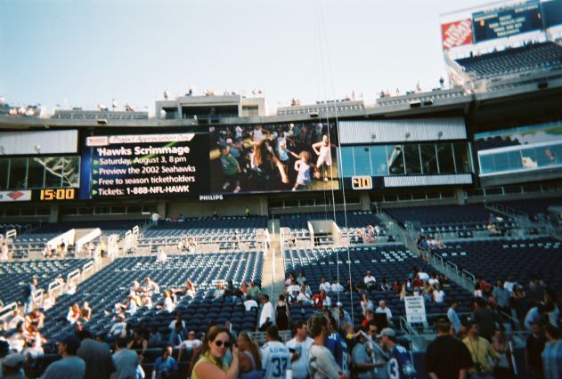 One of two HUGE Jumbo-Tron screens at Seahawks Stadium