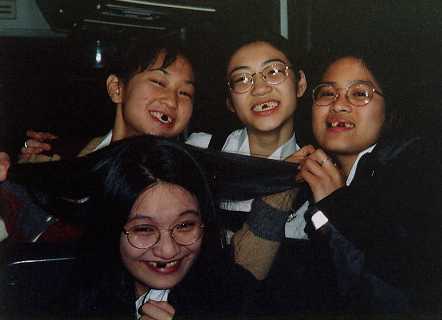 Show Choir Festival 97: the 4 witches of Massachusetts...hehe...(top left clockwise) me, Rosie, Maria, and Karlo.