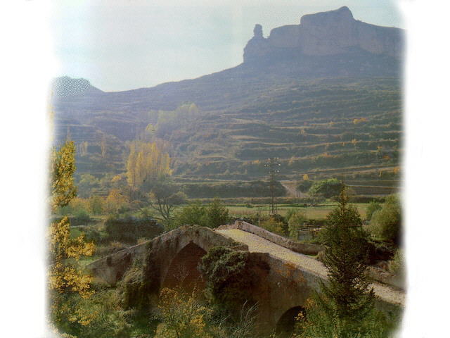 Pont du moyen age de style romanique (Viguera-La Rioja-Espagne-Europe)