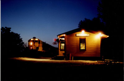 Train coming in at night