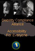 Logo: L to R: Alexander Graham Bell, Thomas Hopkins Gallaudet and Valerie Sutton