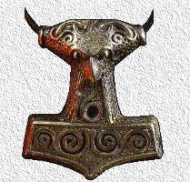 A Thor-hammer made of silver which was carried in a string around the neck to give power and strenght to its owner. One of the most beautiful ever found